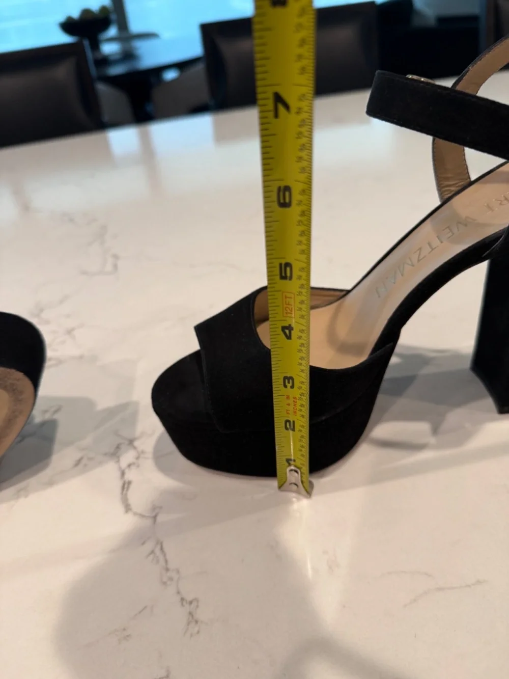 Stuart Weitzman Ryder 95 Platform Sandal - Black Suede 7.5 - Worn Once!